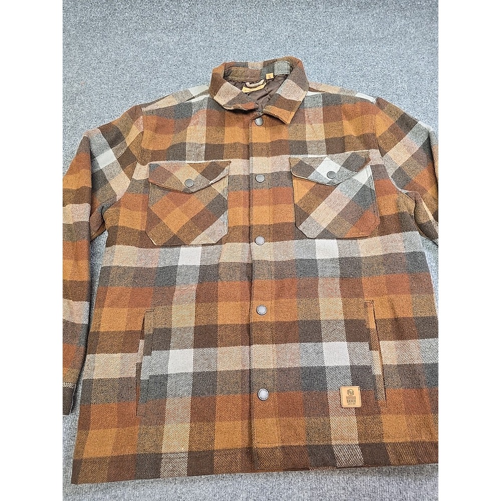 Red Head Ranch Jacket Mens XL Brown Plaid Flannel Quilted Lined Workwear